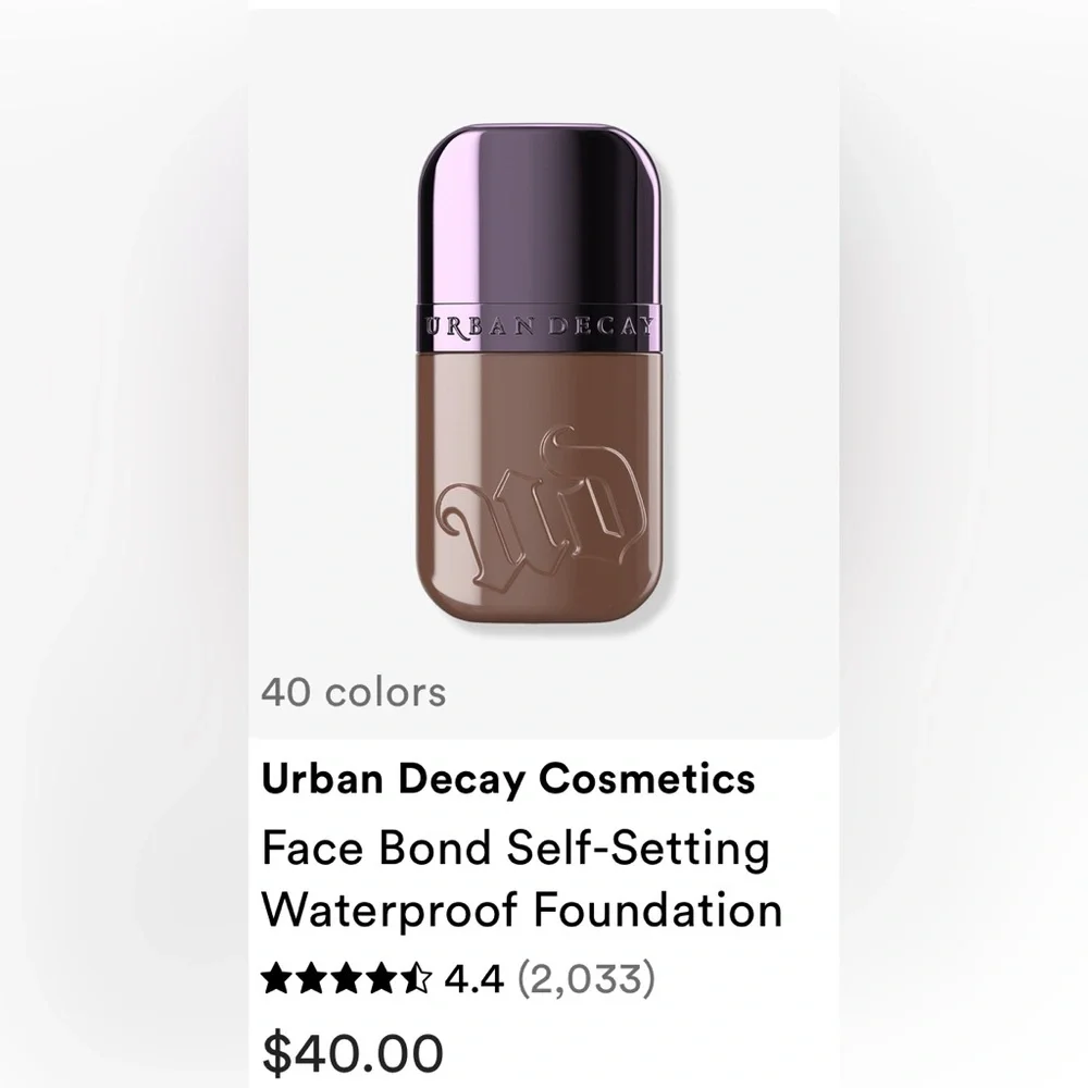 🤎URBAN DECAY🤎Face Bond Self-Setting Waterproof Foundation in Deep Neutral/NIB